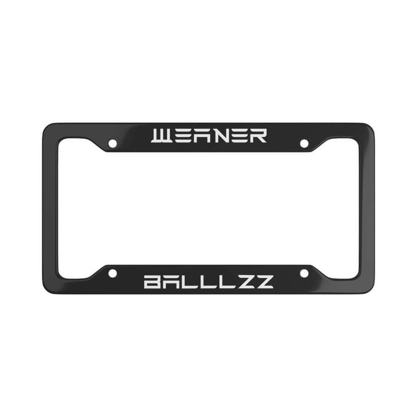 Weaner Balllzz White/Black Tesla License Plate Frame