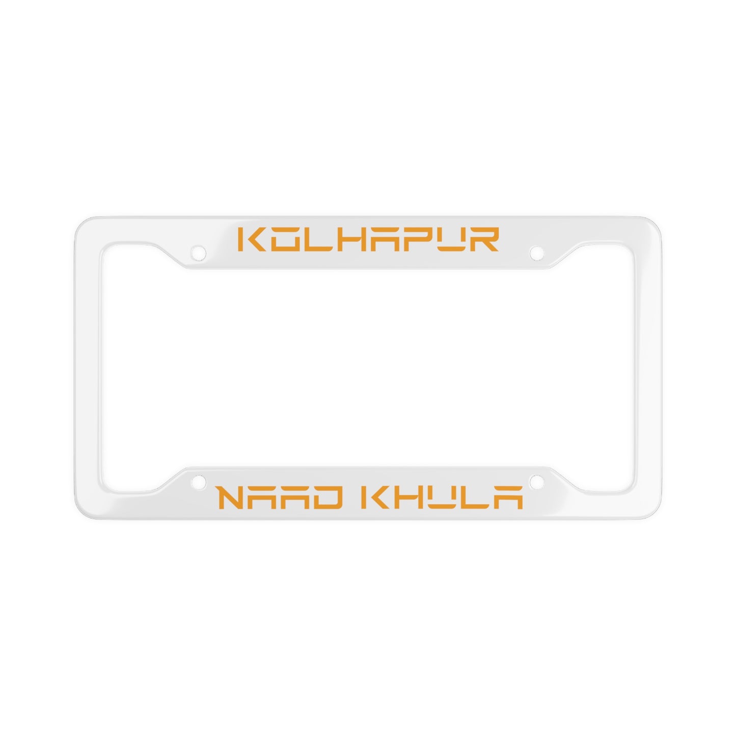 Kolhapur Naad Khula Orange/White Tesla License Plate Frame